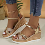 Open Toe Wedge Sandals -  by Trendsi | Available at Handbags Specialist Headquarter