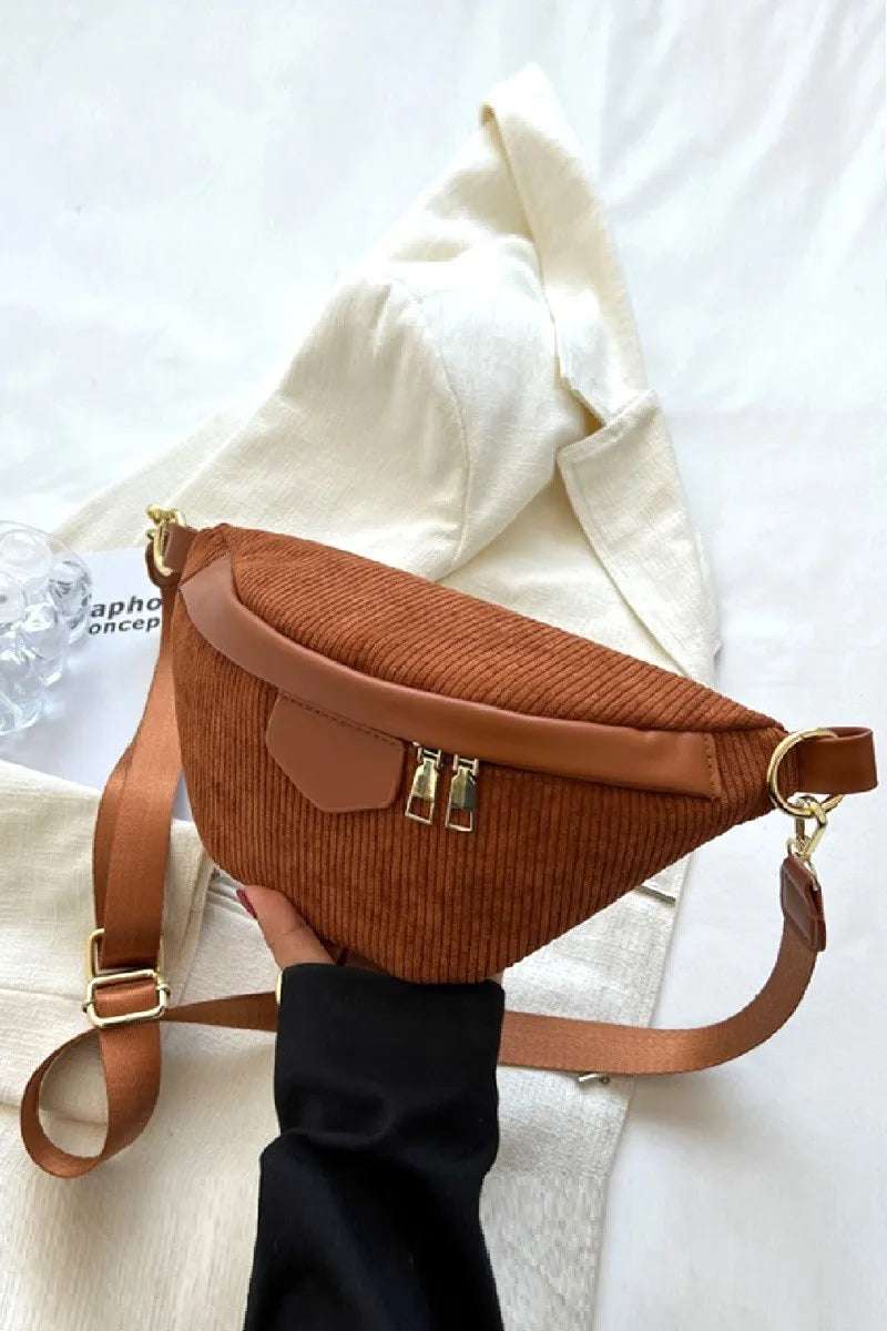 Zenana Corduroy Crossbody Bag with Removable Strap - Crossbody Bag by Trendsi | Available at Handbags Specialist Headquarter