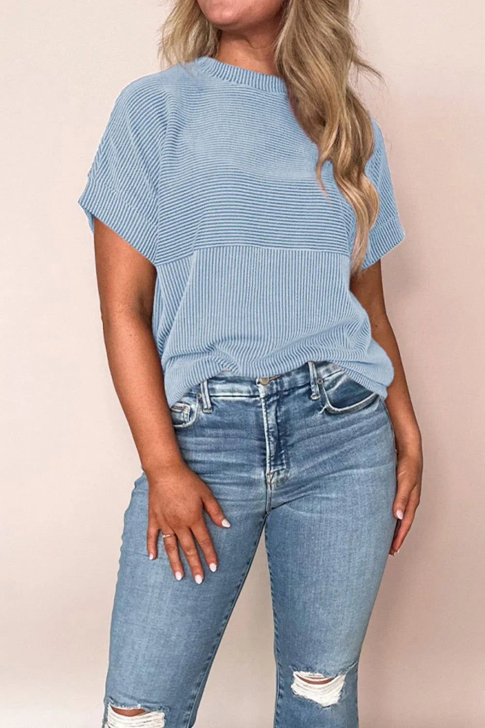 Mock Neck Short Sleeve T-Shirt - Tops by Trendsi | Available at Handbags Specialist Headquarter