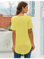 Full Size Solid V-Neck Short Sleeve T-Shirt Plus Size - Women Plus Size by Trendsi | Available at Handbags Specialist Headquarter