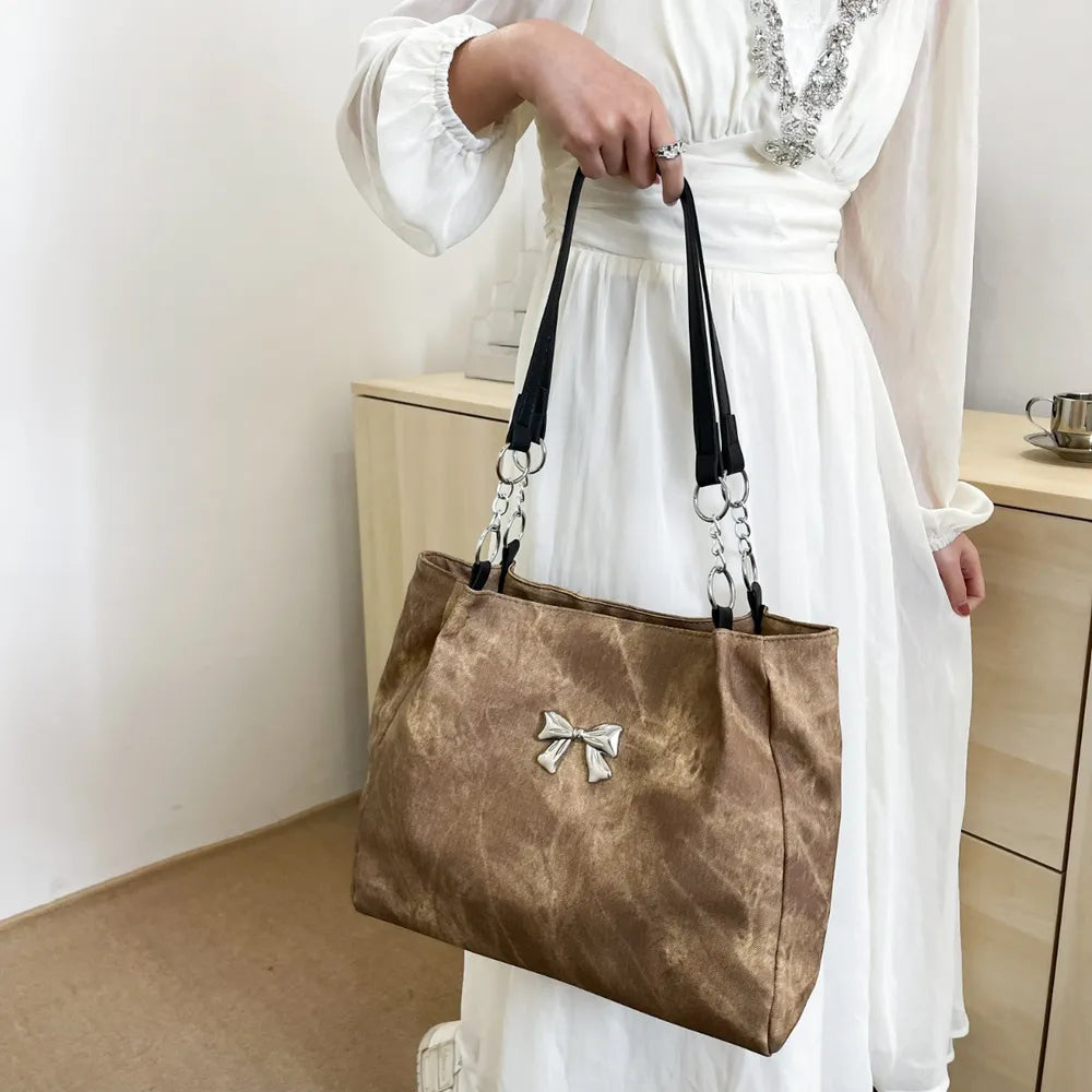 Bow Polyester Medium Tote Bag - Tote Bag by Trendsi | Available at Handbags Specialist Headquarter