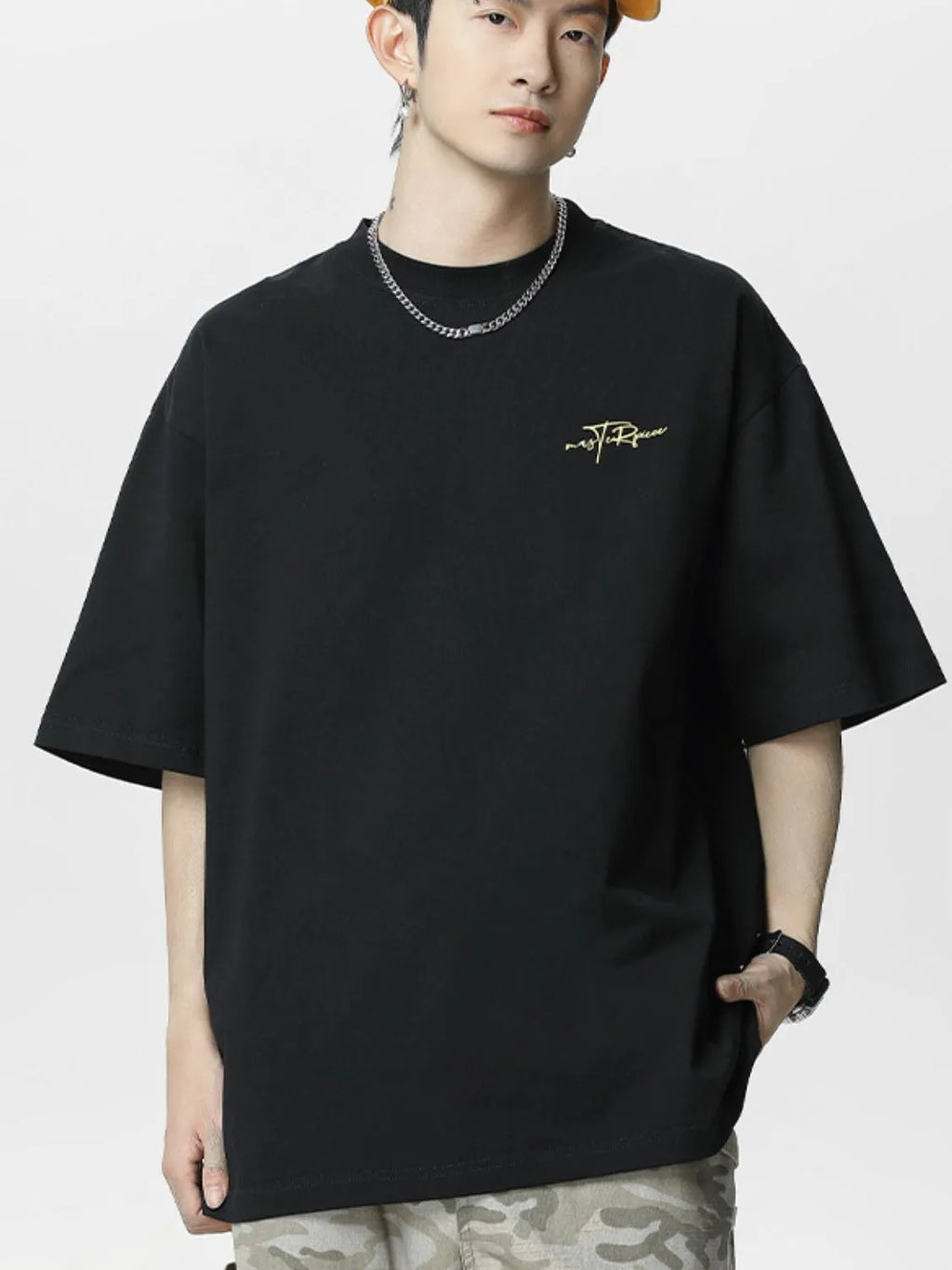 Men's Plus Size Round Neck Letter Graphic T-Shirt - Men's T-Shirt by Trendsi | Available at Handbags Specialist Headquarter