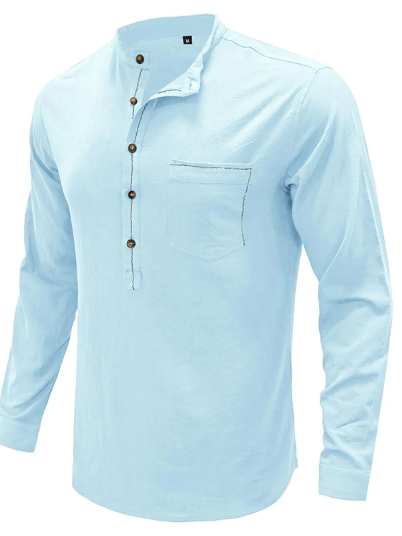 Men's Button Detail Long Sleeve Polo Shirt - Men's Polo shirt by Trendsi | Available at Handbags Specialist Headquarter