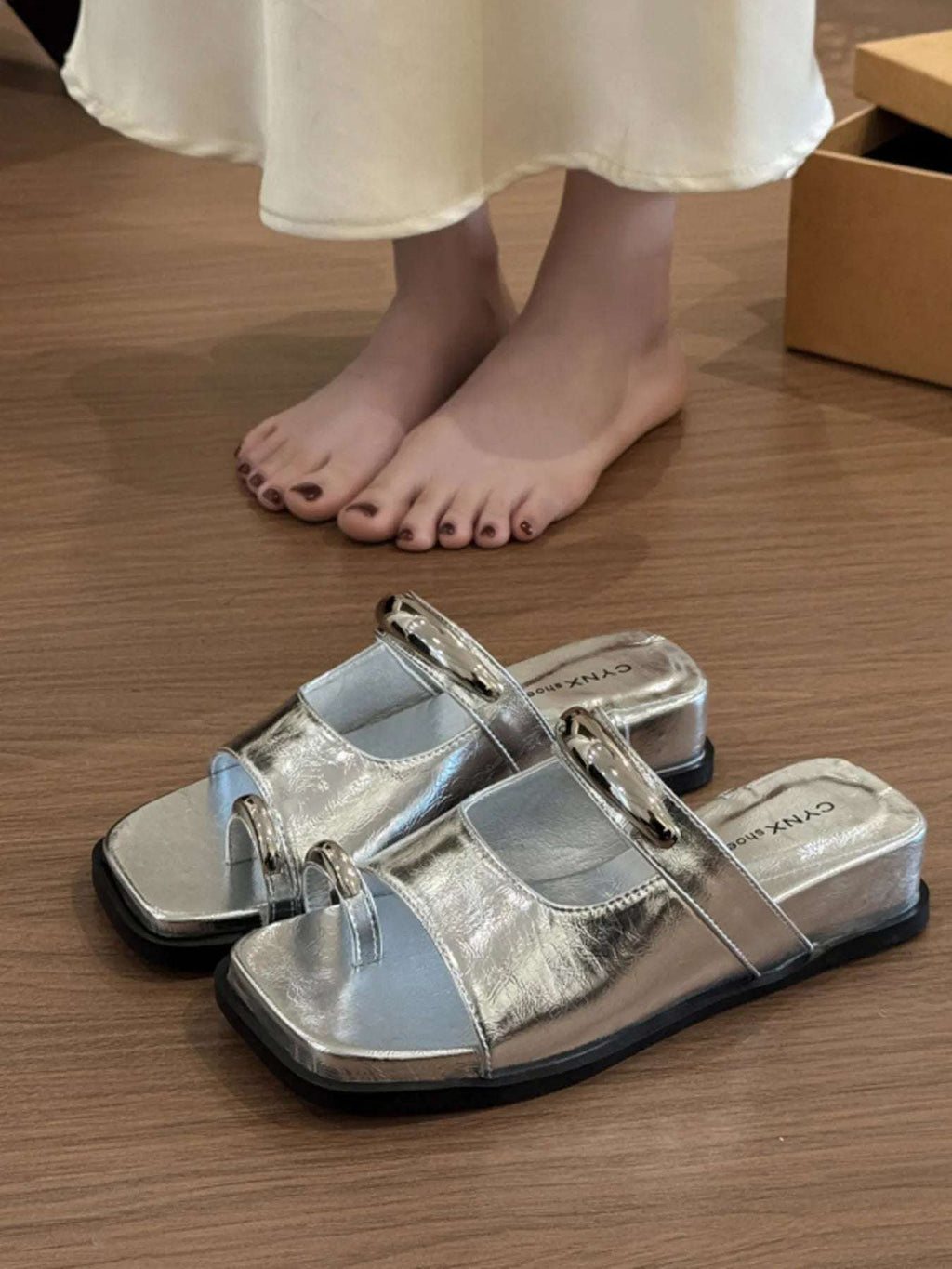 Toe Loop Cutout Platform Sandals - Women Sandals by Trendsi | Available at Handbags Specialist Headquarter