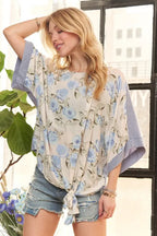 ADORA Tie Floral Tunic Top - Women / Jeans & Denim by Trendsi | Available at Handbags Specialist Headquarter