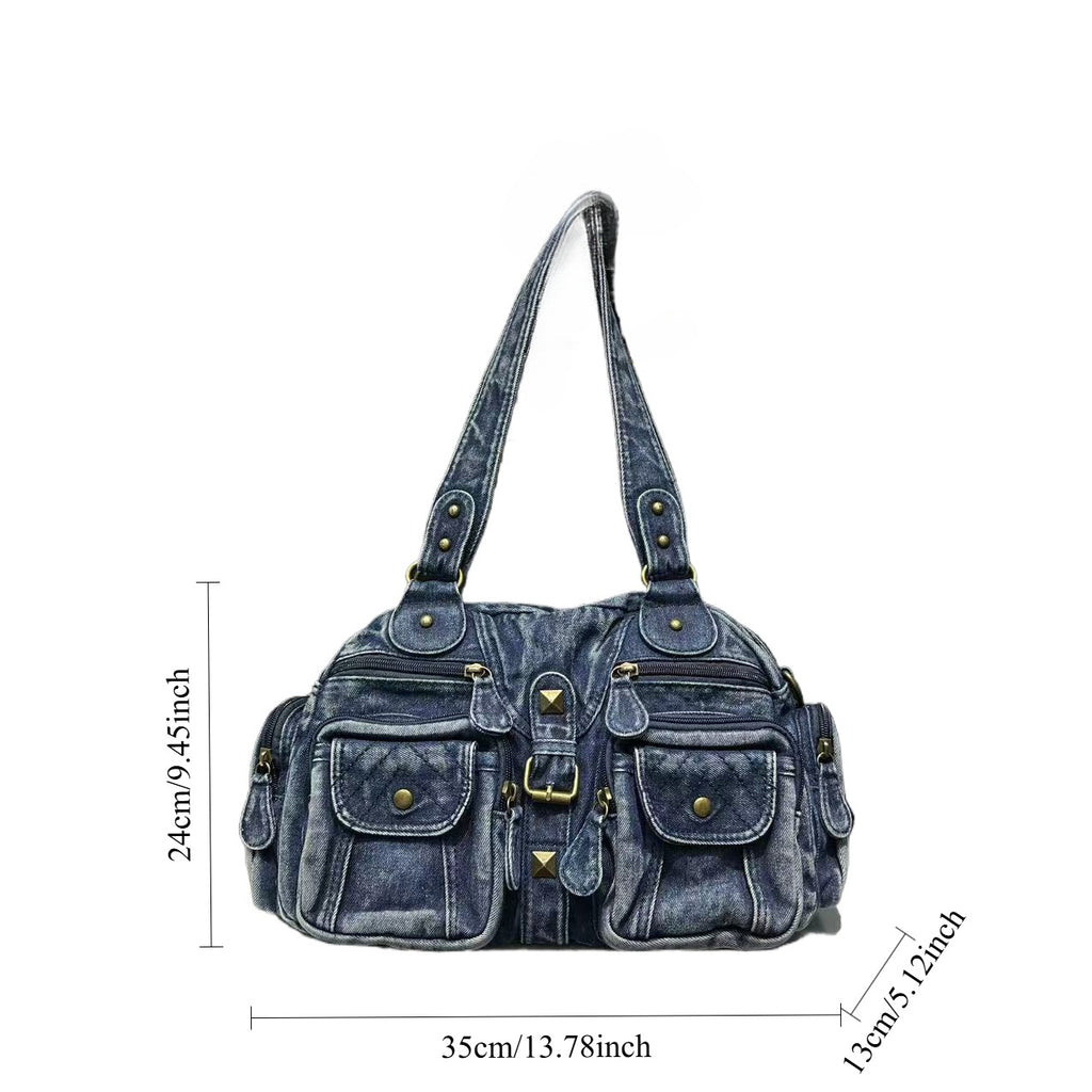 Women's Multi-pocket Distressed Vintage Crossbody Bag