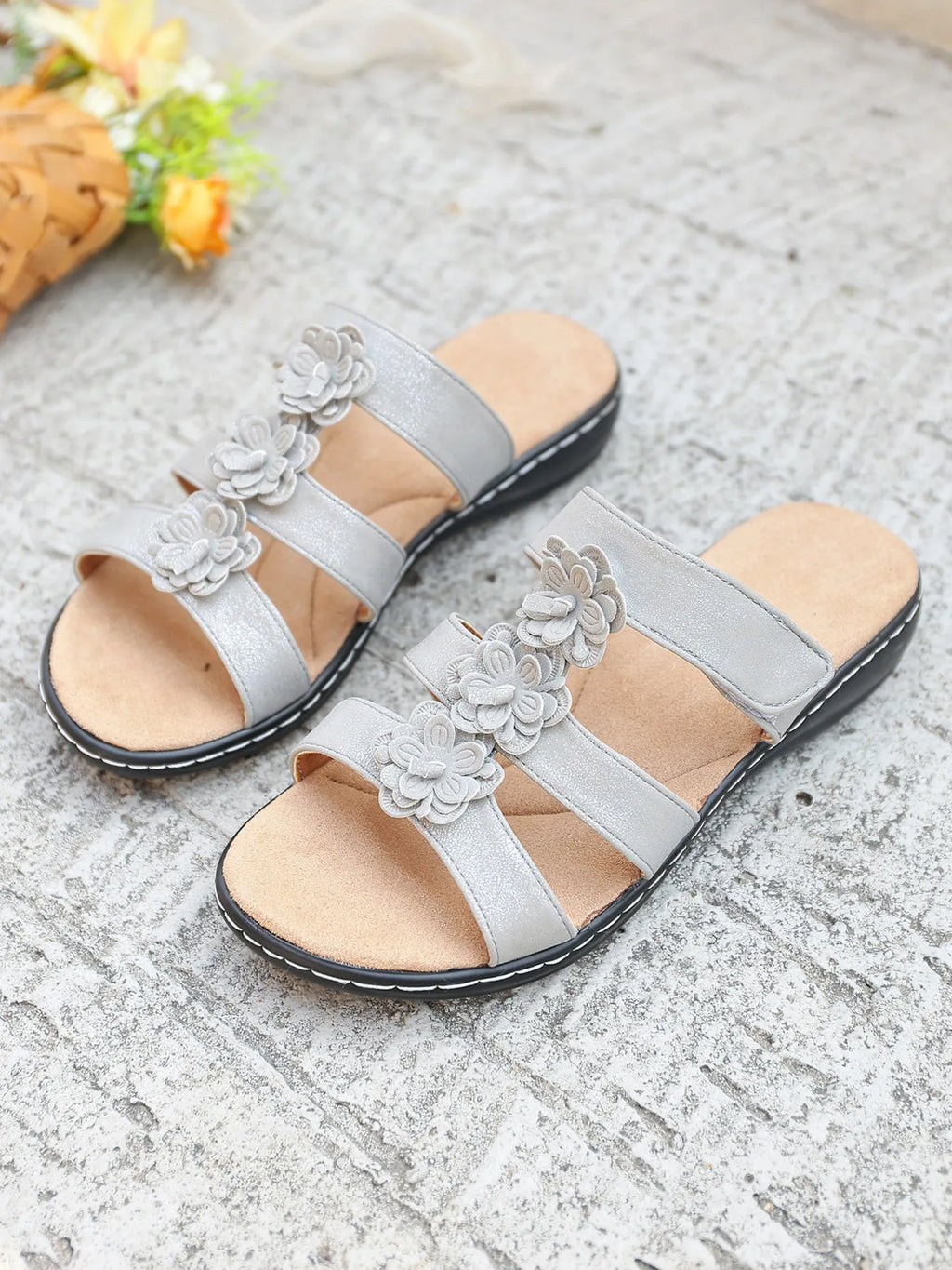 Flower Multi-Strap Flat Sandals - Women Sandals by Trendsi | Available at Handbags Specialist Headquarter