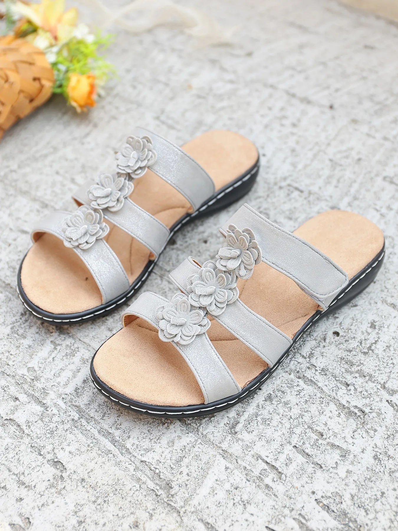 Flower Multi-Strap Flat Sandals - Women Sandals by Trendsi | Available at Handbags Specialist Headquarter
