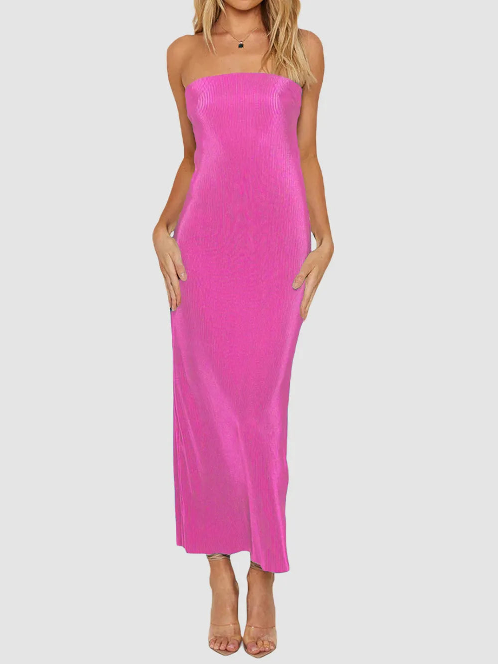 Lace-Up Back Tube Maxi Dress - Maxi Dress by Trendsi | Available at Handbags Specialist Headquarter