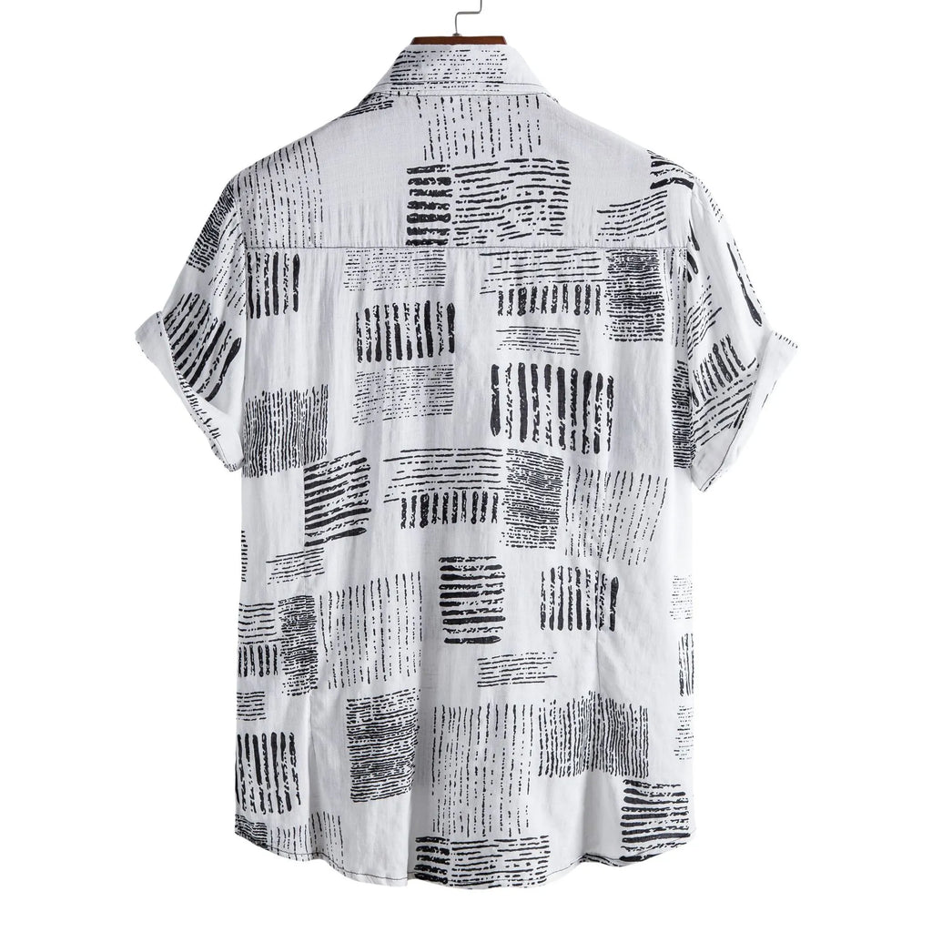 Men's Plus Size Casual Printed Short Sleeve Shirt - mens-shirts by Trendsi | Available at Handbags Specialist Headquarter
