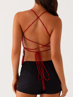 Crisscross Back V-Neck Cami - Tops by Trendsi | Available at Handbags Specialist Headquarter