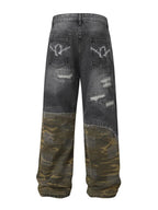 Men's Full Size Distressed Denim Jeans with Camo Patchwork Detailing Plus Size - Women / Jeans & Denim by Trendsi | Available at Handbags Specialist Headquarter