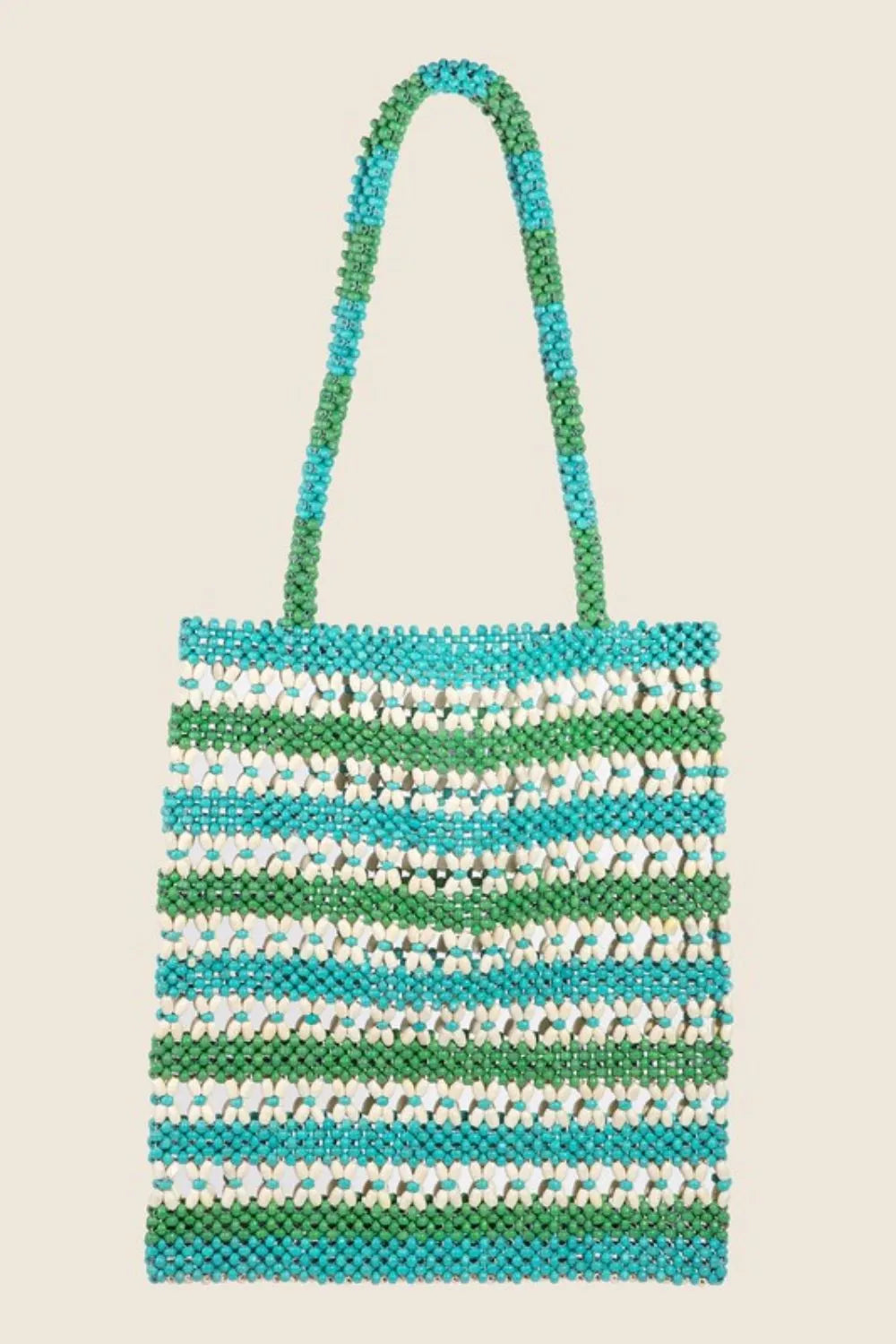 Fame Contrast Wooden Beaded Tote Bag - Tote Bag by Trendsi | Available at Handbags Specialist Headquarter