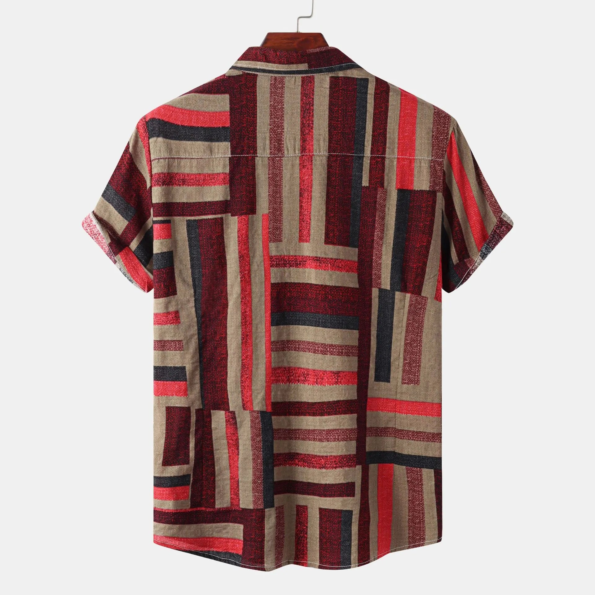 Men's Plus Size Short Sleeve Button-Down Casual Shirt - mens-shirts by Trendsi | Available at Handbags Specialist Headquarter