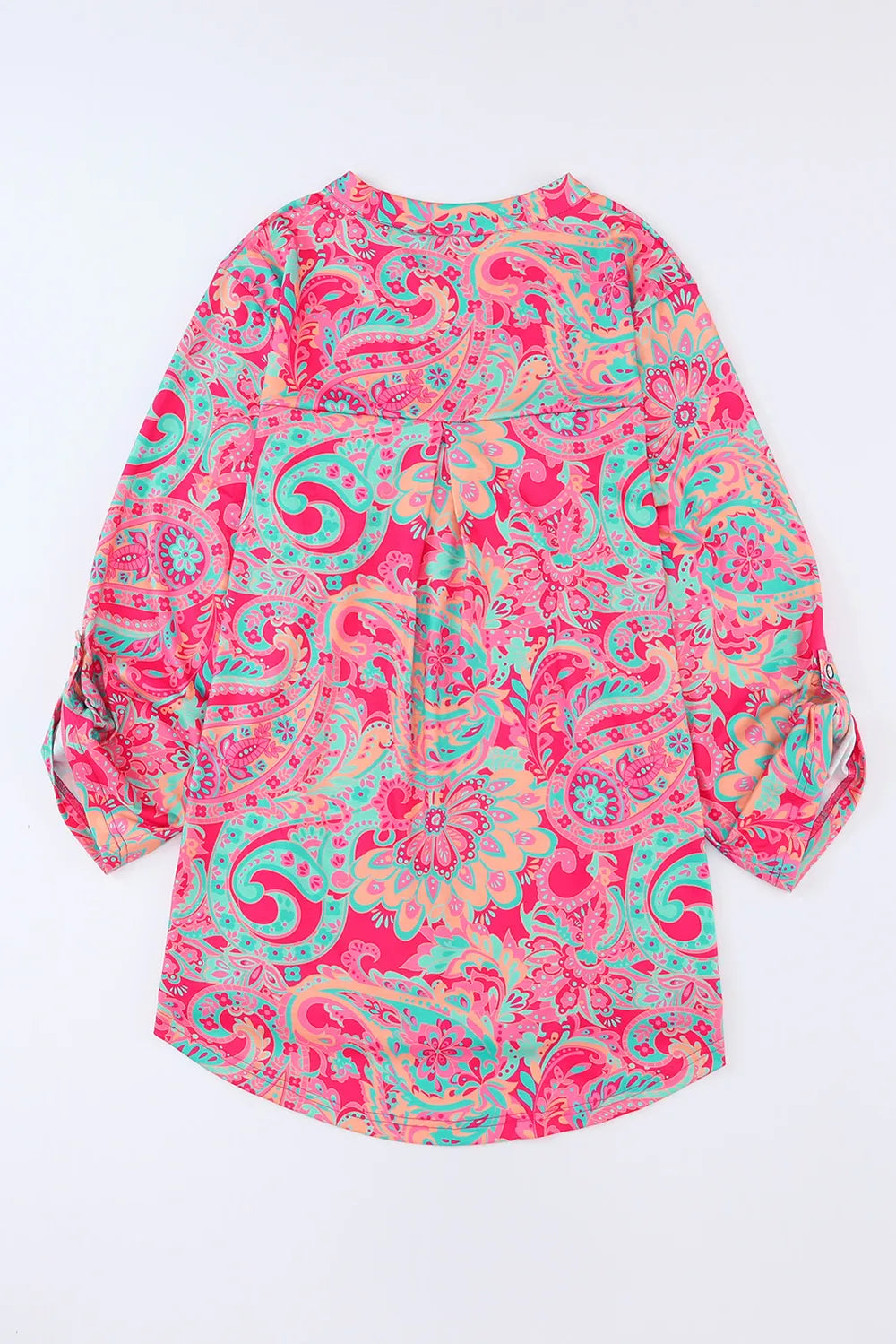 Plus Size Printed Notched Long Sleeve Blouse - Plus Size Shirts by Trendsi | Available at Handbags Specialist Headquarter