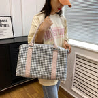 Houndstooth Canvas Travel Bag - travel-bag by Trendsi | Available at Handbags Specialist Headquarter