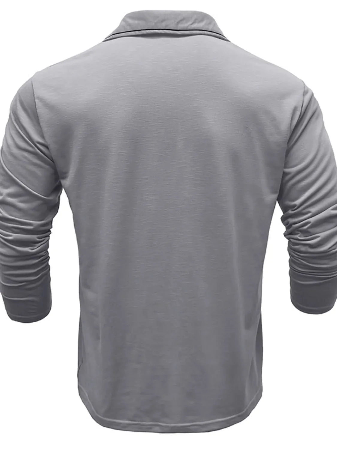 Men's Button Detail Long Sleeve Polo - Men's Polo shirt by Trendsi | Available at Handbags Specialist Headquarter