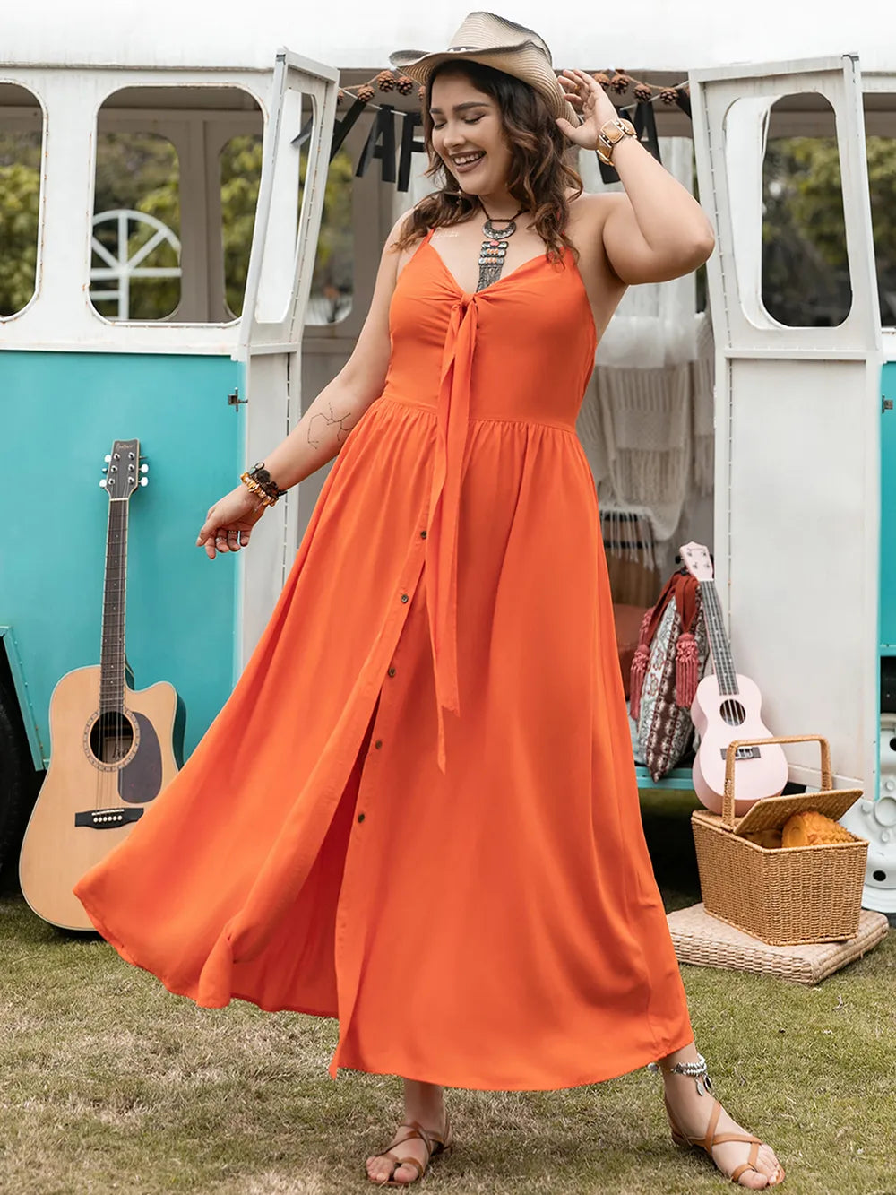 Plus Size Halter Neck Midi Dress - Dresses by Trendsi | Available at Handbags Specialist Headquarter