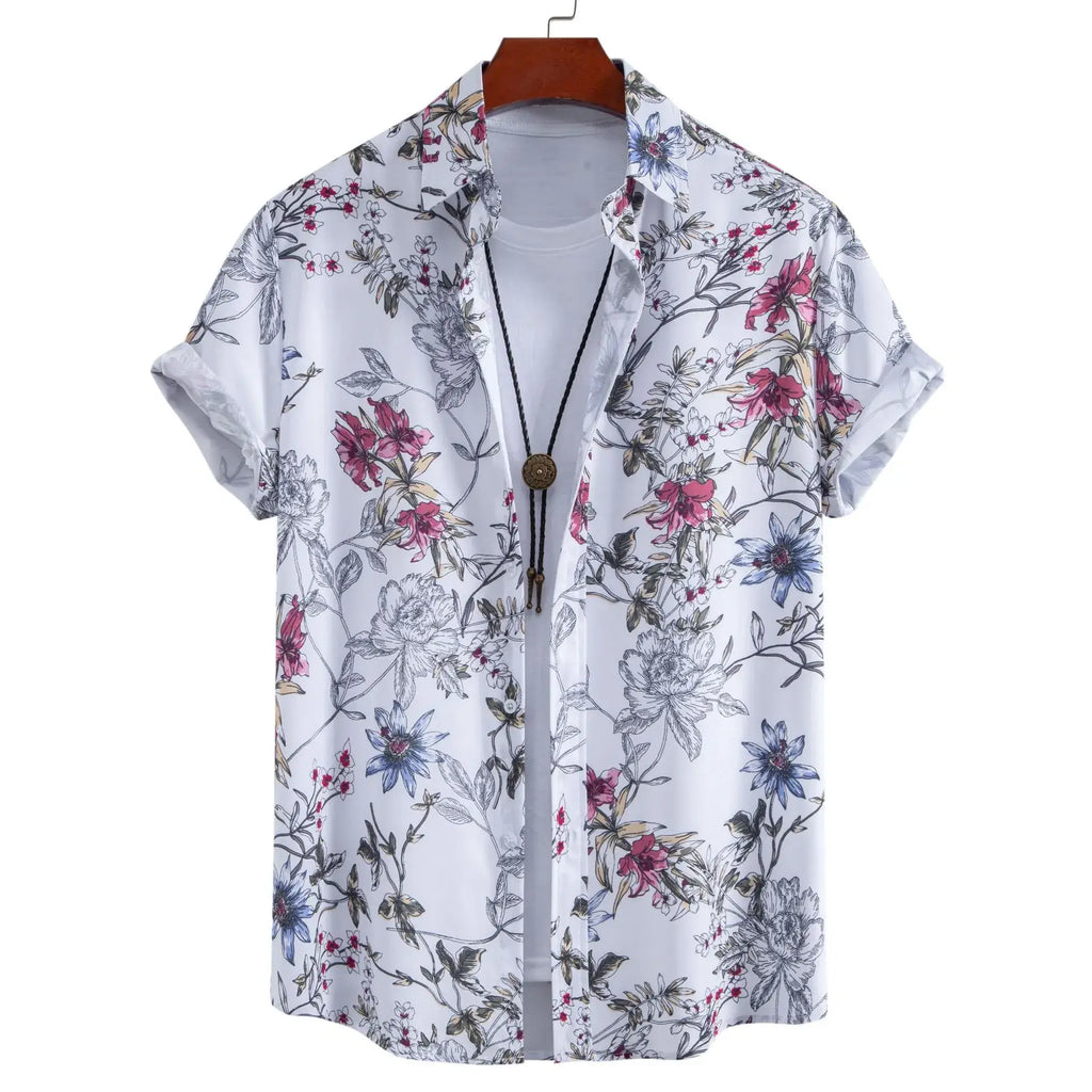 Men's Plus Size Floral Print Short Sleeve Casual Shirt - Men's Shirts by Trendsi | Available at Handbags Specialist Headquarter