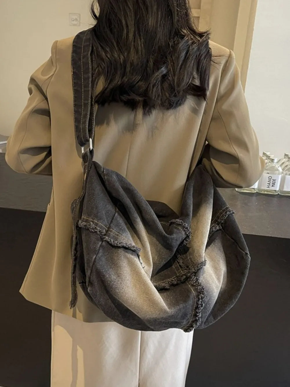 Raw Hem Gradient Crossbody Bag - Handbags by Trendsi | Available at Handbags Specialist Headquarter