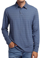 Men's Striped Long Sleeve Polo Shirt - Men's Polo shirt by Trendsi | Available at Handbags Specialist Headquarter