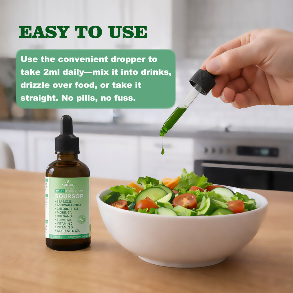 Soursop Drops 10-in-1 Herbal Extracts, 2 Fl Oz