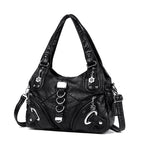 UrbanChic Women's Washed Leather Tote – Large Capacity