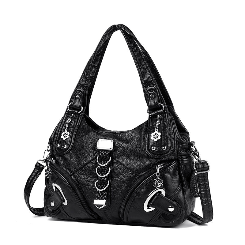 UrbanChic Women's Washed Leather Tote – Large Capacity