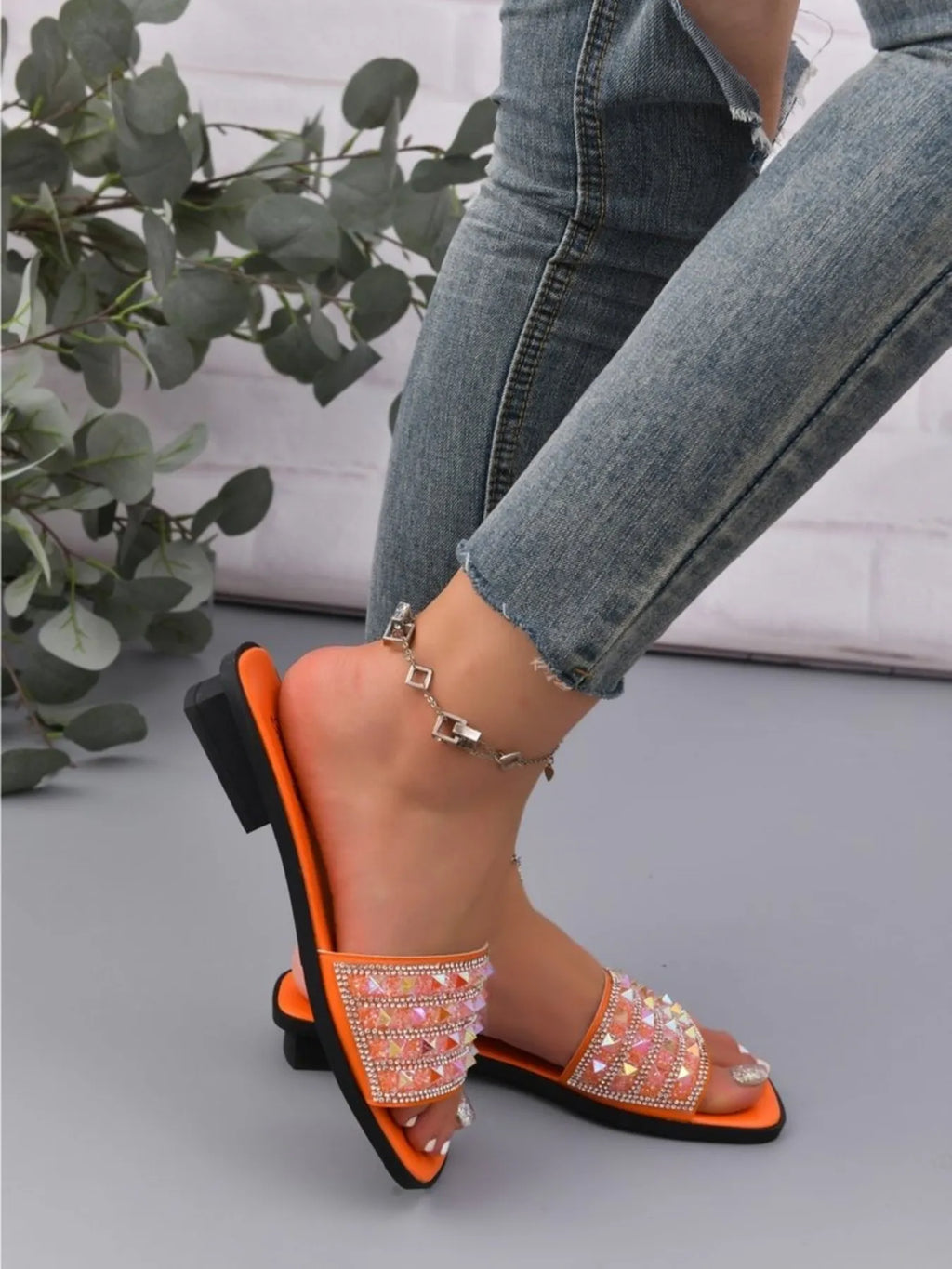 Studded Open Toe Flat Sandals - Women Sandals by Trendsi | Available at Handbags Specialist Headquarter