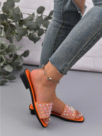Studded Open Toe Flat Sandals - Women Sandals by Trendsi | Available at Handbags Specialist Headquarter