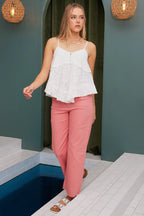 Mittoshop Twill Patch Pocket High Rise Wide Leg Pants - Women Pants by Trendsi | Available at Handbags Specialist Headquarter