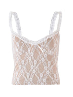Lace Cami Top with Frill Straps - Tops by Trendsi | Available at Handbags Specialist Headquarter