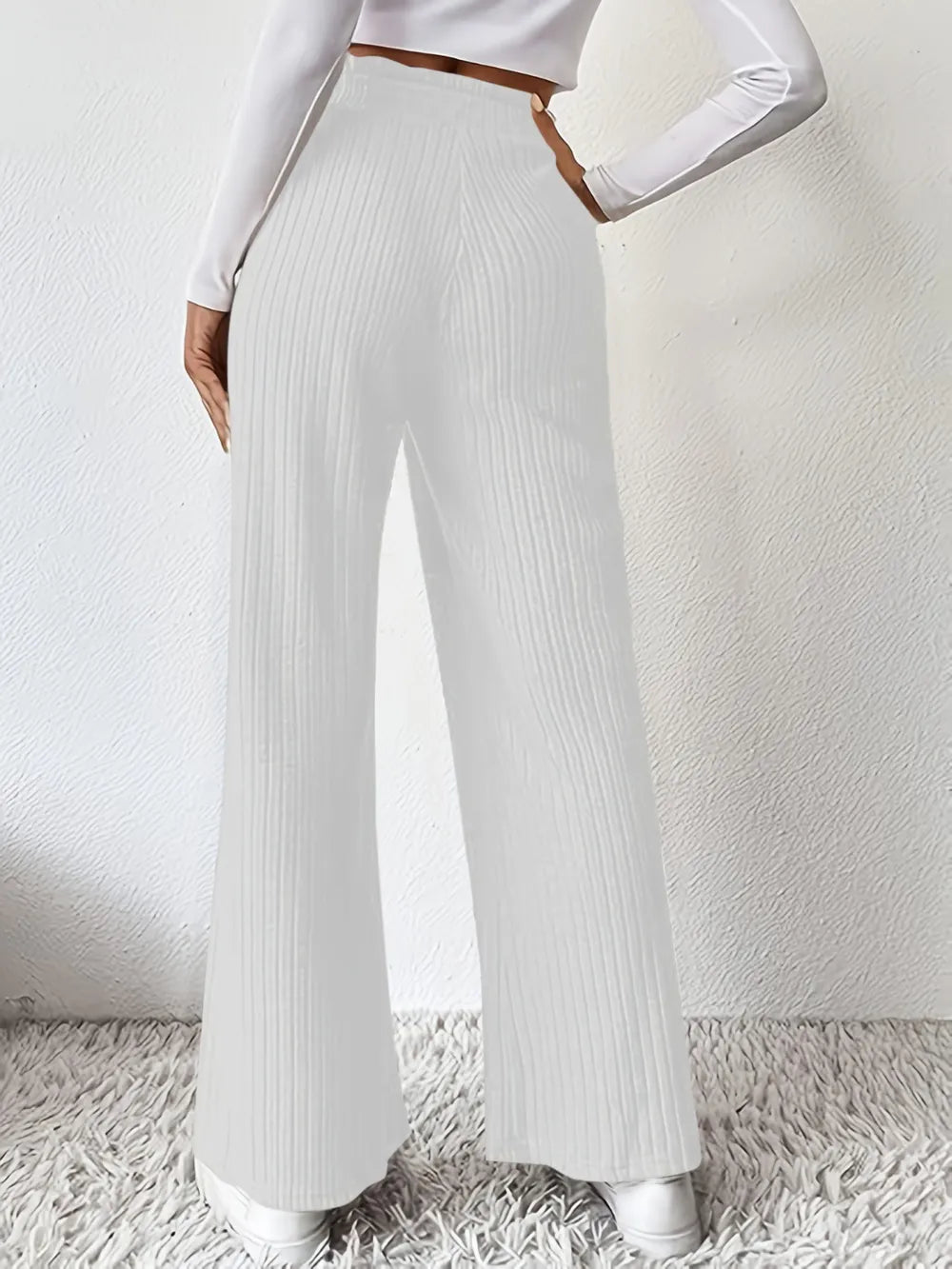Ribbed High Waist Pants - Women Pants by Trendsi | Available at Handbags Specialist Headquarter