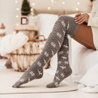 Christmas Element Bowknot Ribbed Trim Over Knee Stockings - Sleepwear by Trendsi | Available at Handbags Specialist Headquarter