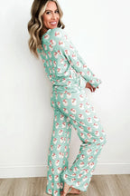 Santa Print Long Sleeve Top and Pants Lounge Set - Sleepwear by Trendsi | Available at Handbags Specialist Headquarter