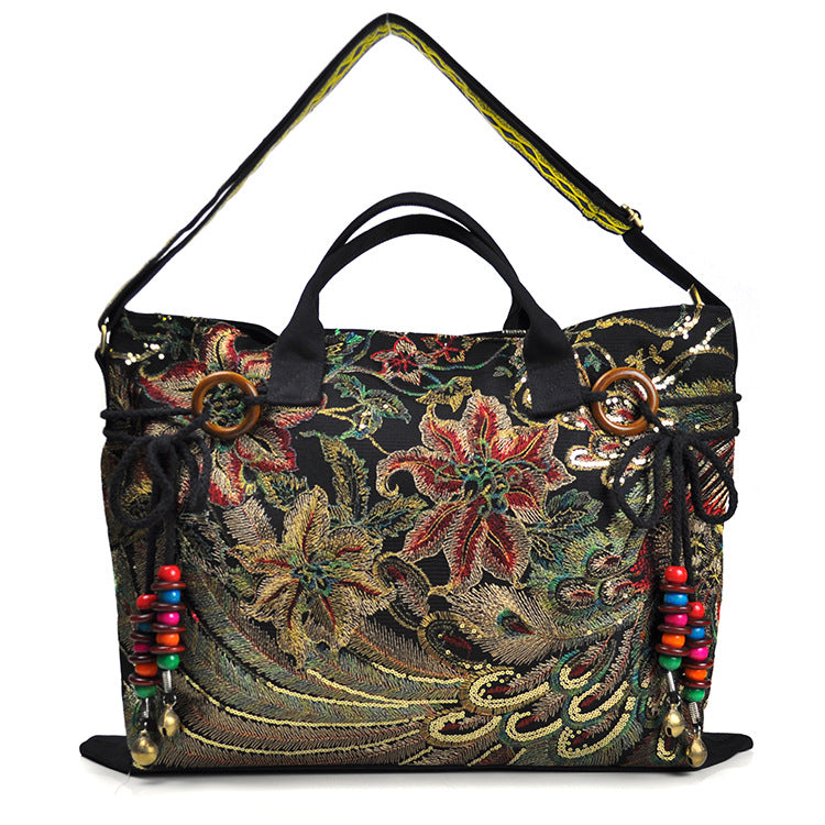 Canvas embroidered handbag