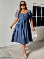 Honey Plus Size Ruched Sweetheart Neck Dress - Dresses by Trendsi | Available at Handbags Specialist Headquarter