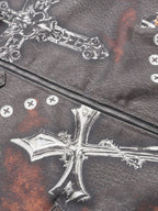Men's Gothic Cross Print Distressed Denim Jacket - Men's jackets by Trendsi | Available at Handbags Specialist Headquarter