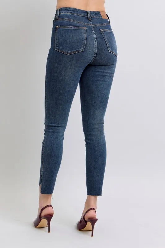 Judy Blue Full Size High Waist Tummy Control Step Hem Skinny Jeans Plus Size - Women / Jeans & Denim by Trendsi | Available at Handbags Specialist Headquarter