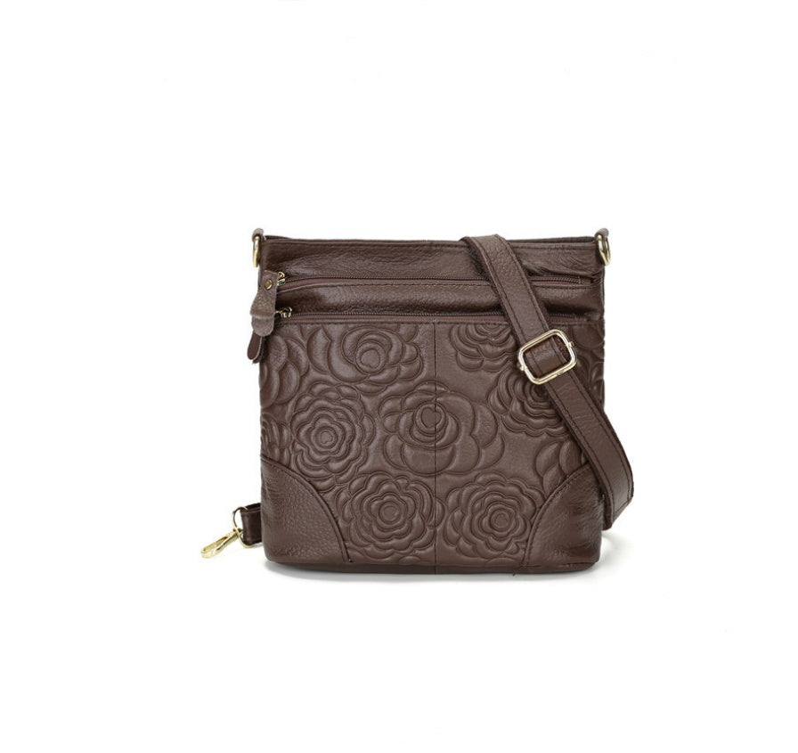 Blossom Luxe Embossed Cow Leather Shoulder Handbag