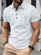 Men's Full Size Collared Short Sleeve Polo Plus Size - Men's Polo shirt by Trendsi | Available at Handbags Specialist Headquarter