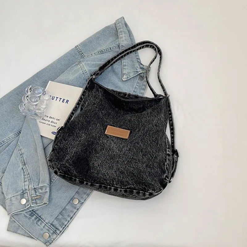 Adjustable Strap Denim Shoulder Bag - Handbags by Trendsi | Available at Handbags Specialist Headquarter
