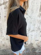 Full Size Collared Neck Half Sleeve Shirt Plus Size - Women Plus Size by Trendsi | Available at Handbags Specialist Headquarter