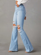Distressed Jeans with Pockets - Women / Jeans & Denim by Trendsi | Available at Handbags Specialist Headquarter