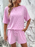 Flower Round Neck Top and Shorts Lounge Set - Sleepwear by Trendsi | Available at Handbags Specialist Headquarter