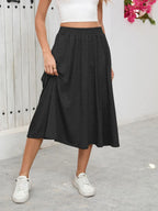 Elastic Waist Skirt With Pockets - Skirts by Trendsi | Available at Handbags Specialist Headquarter