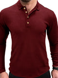 Men's Ribbed Knit Long Sleeve Polo - Men's Polo shirt by Trendsi | Available at Handbags Specialist Headquarter