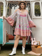 Plus Size Printed Long Sleeve Mini Dress - Dresses by Trendsi | Available at Handbags Specialist Headquarter