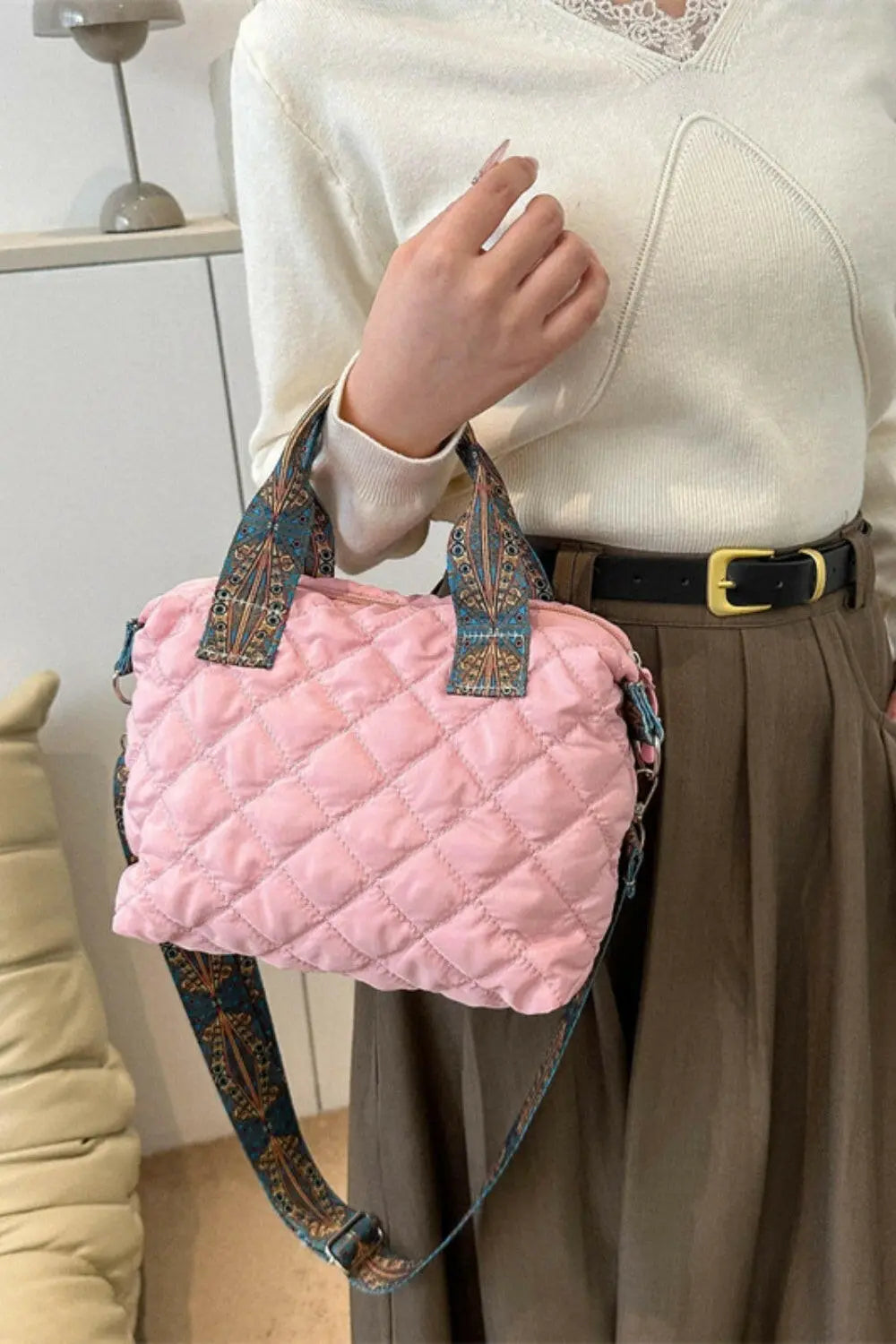 Bubble Textured Printed Strap Handbag - Tote Bag by Trendsi | Available at Handbags Specialist Headquarter