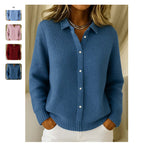 LuxeKnits: Women's Cozy Lapel Sweater